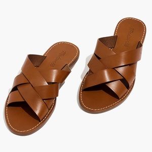 Madewell The Boardwalk Woven Slide Strappy Sandal Brown